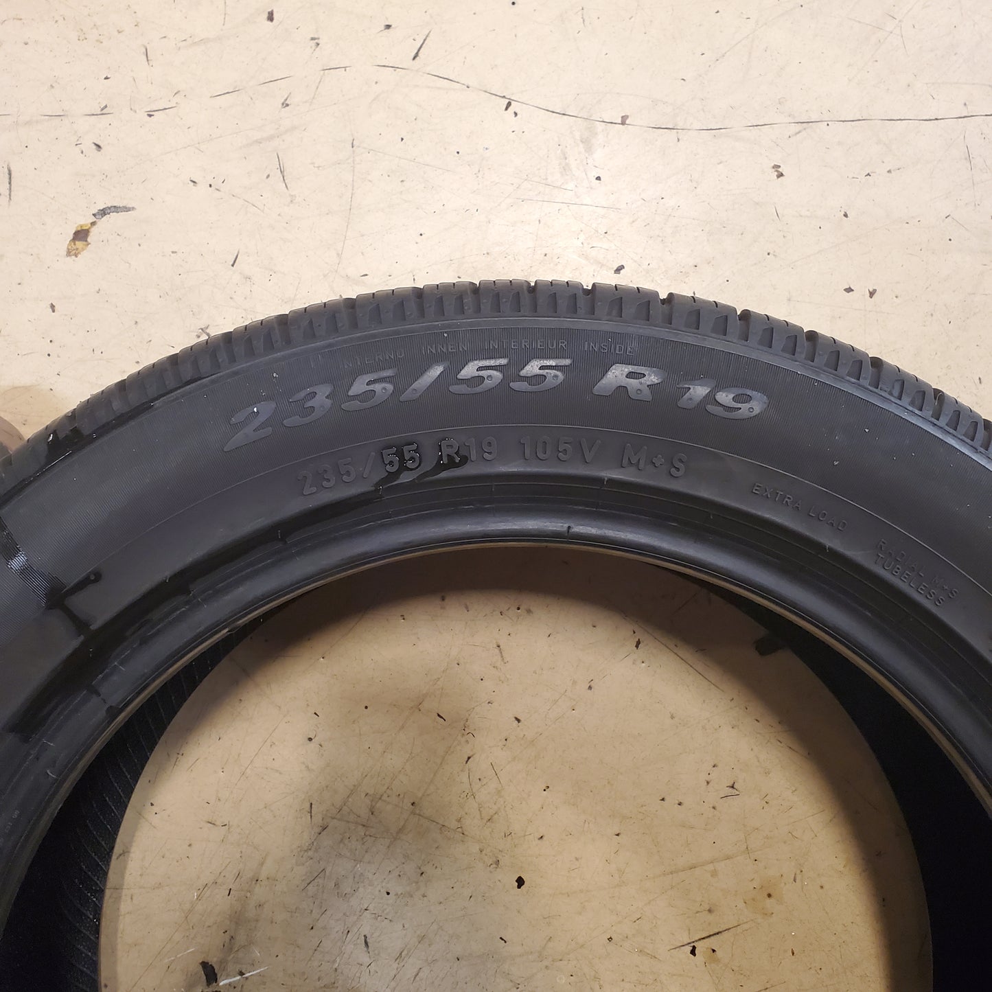 USED 10.5/32” PIRELLI SCORPION AS PLUS 3 BSW 235 55 19 105V XL SUV TIRE 3919200 1 TIRE PATCH