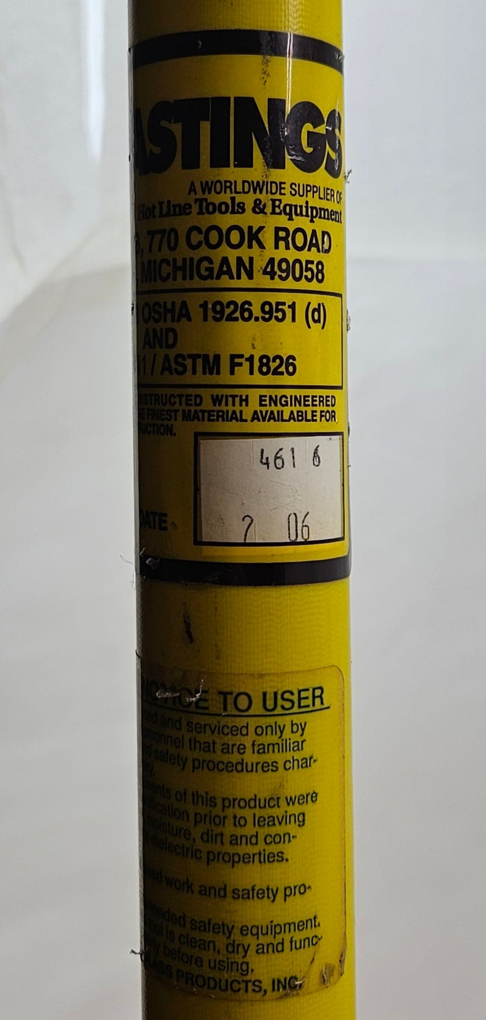 HASTINGS 461-6 HEAVY DUTY DISCONNECT HEAD STICK (6' 1.25" DIAMETER)