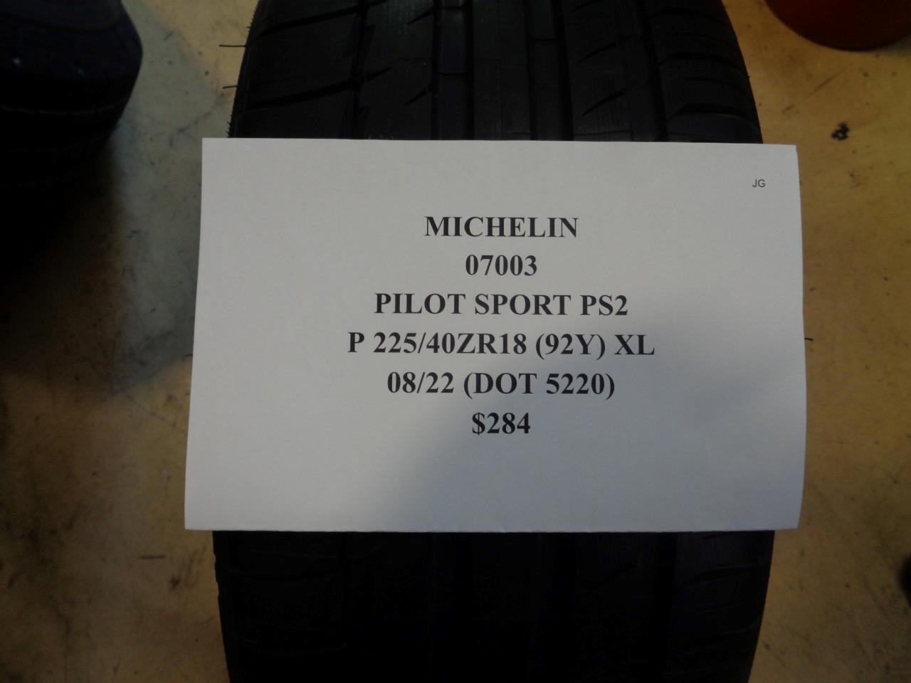 1 NEW TIRE MICHELIN PILOT SPORT PS2 225 40 18 92Y XL 07003