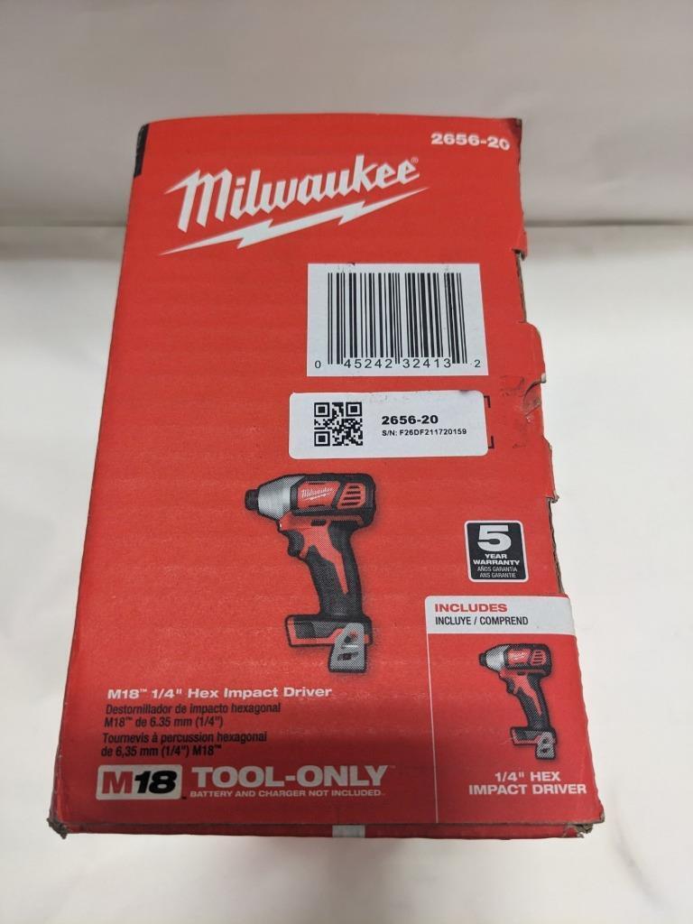 MILWAUKEE M18 CORDLESS LITHIUM-ION 1/4" HEX IMPACT DRIVER 2656-20 BSR35