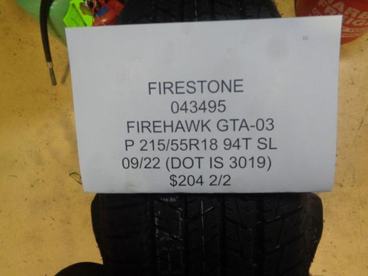 2 FIRESTONE FIREHAWK GTA 03 215 55 18 94T SL 043495