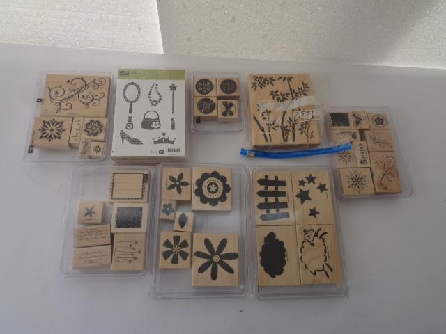 USED LOT OF 45 STAMPIN UP RUBBER WOOD MOUNT STAMPS VARIOUS YEARS 2001-2007 R28