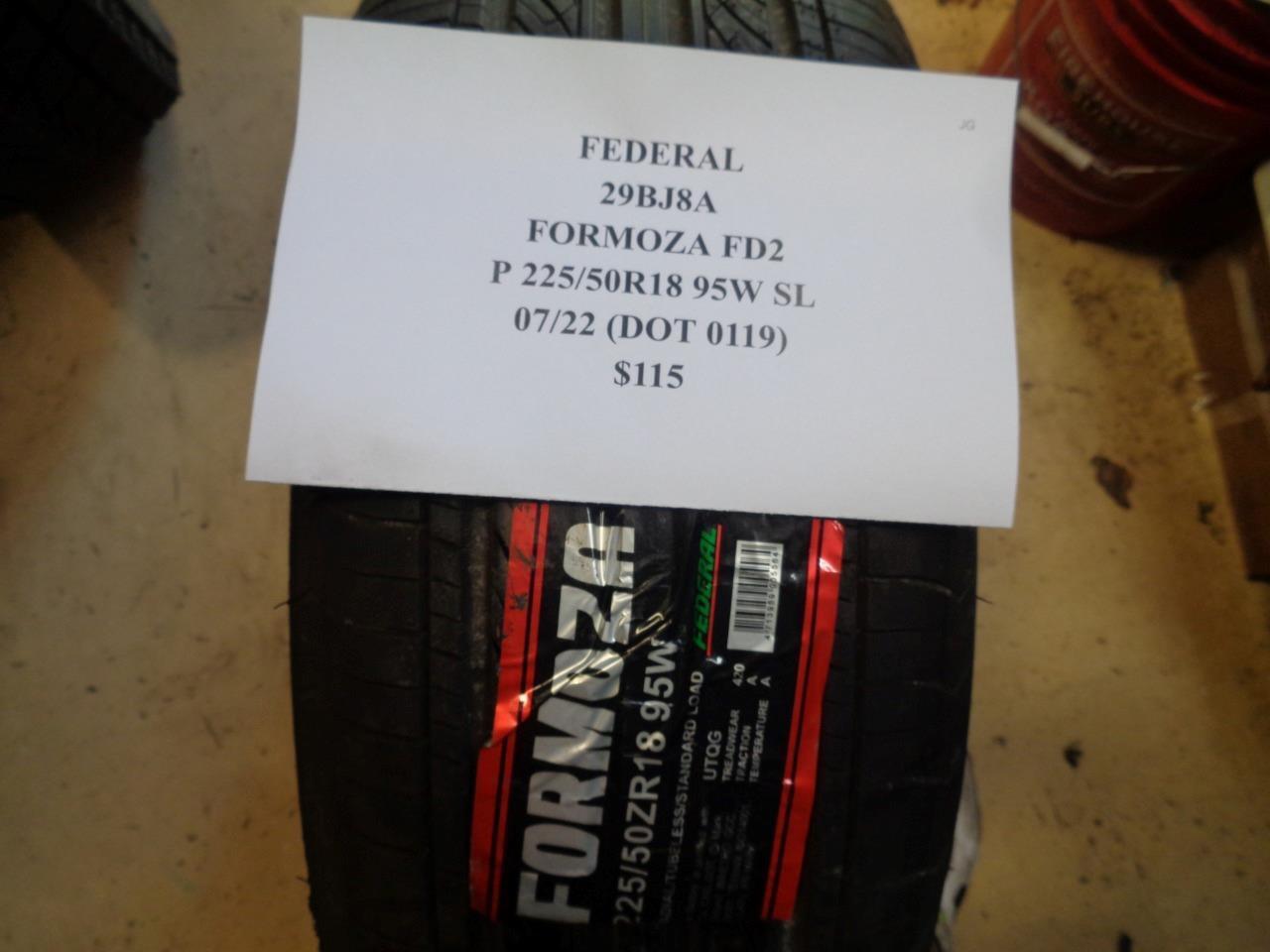 1 NEW TIRE FEDERAL FORMOZA FD2 225 50 18 95W SL 29BJ8A