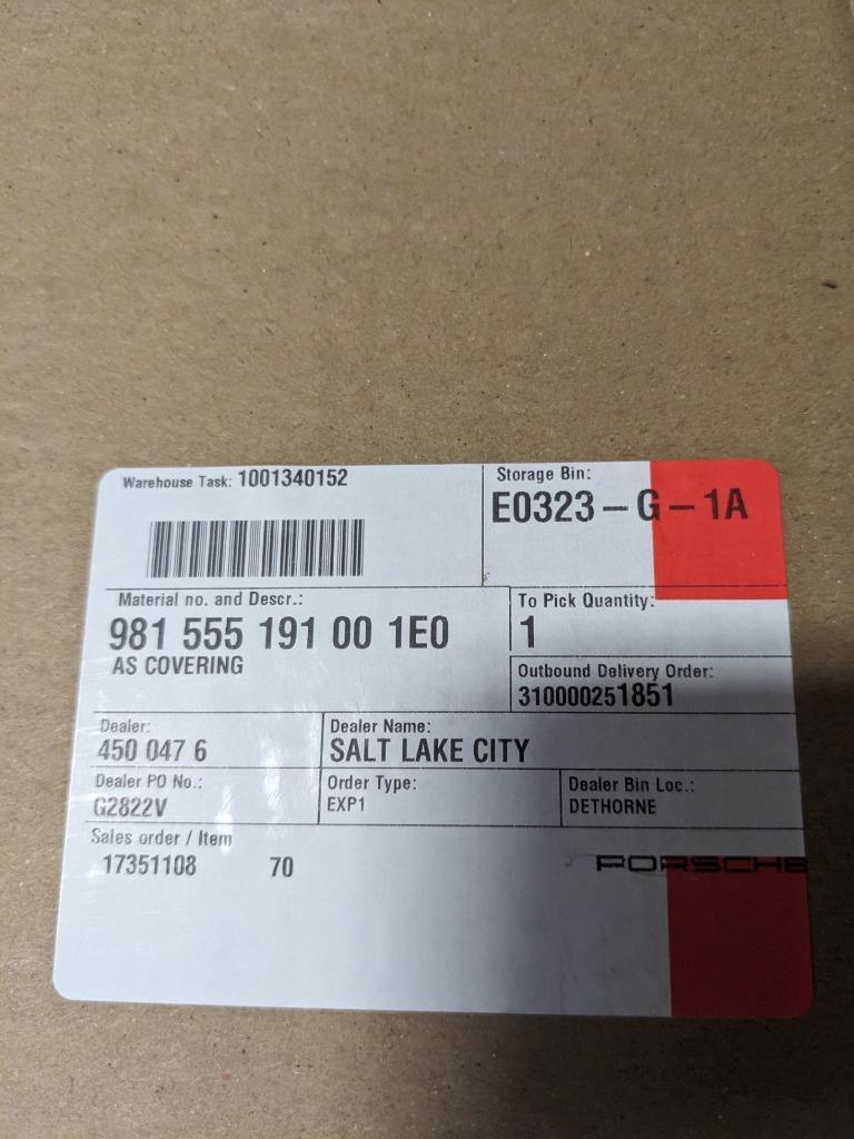 PORSCHE 981555191001E0 UPPER TRIM FOR CAYMAN 2014-2024 NEW PGB2