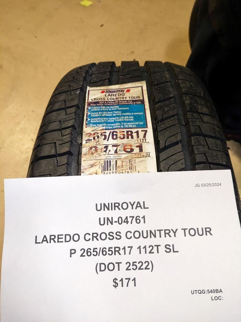 UNIROYAL LAREDO CROSS COUNTRY TOUR P 265 65 17 112T SL TIRE 04761 CQ2