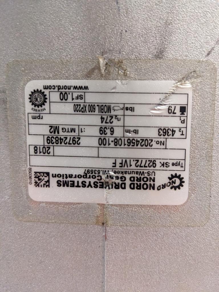 NORD DRIVESYSTEMS TYPE: SK 92772.1VF F No. 202456108-100 29724839 BSRG6