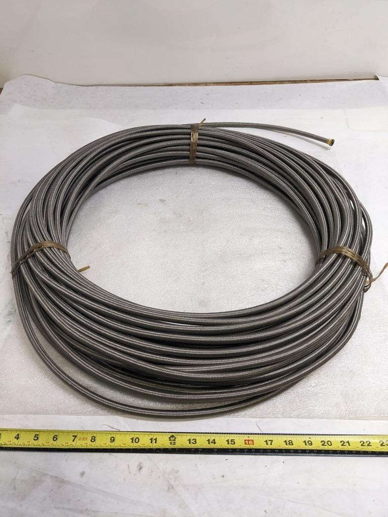 UNBRANDED BRAIDED 223' SS HOSE 5/16" ID 7/16" OD W/ PLASTIC TUBING NEW R5