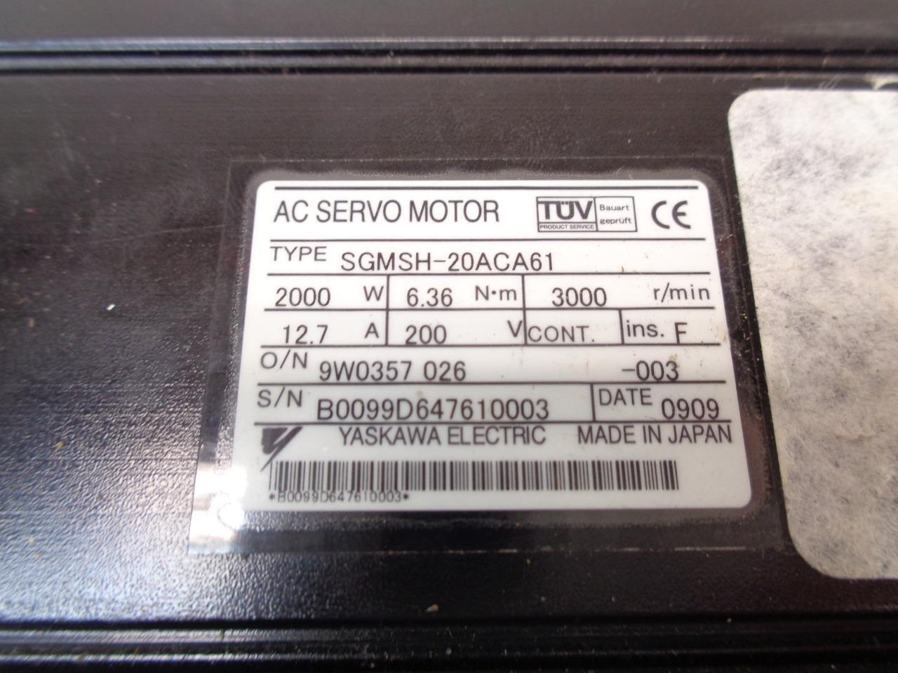 NEW YASKAWA AC SERVO MOTOR 3000RPM SGMSH-20ACA61 2.0KW SR