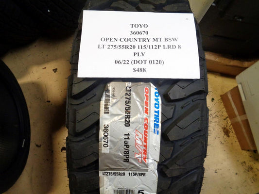 1 NEW TIRE TOYO OPEN COUNTRY MT BSW LT 275 55 20 115/112P LRD 8PLY 360670
