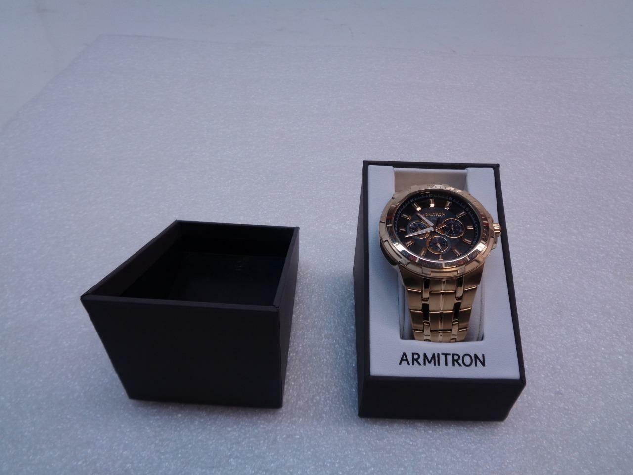1 NEW ARMITRON ATLAS 45 GOLD/BLACK ANALOG WATCH WITH 3 SUBDIALS 20/5351BKGP SR