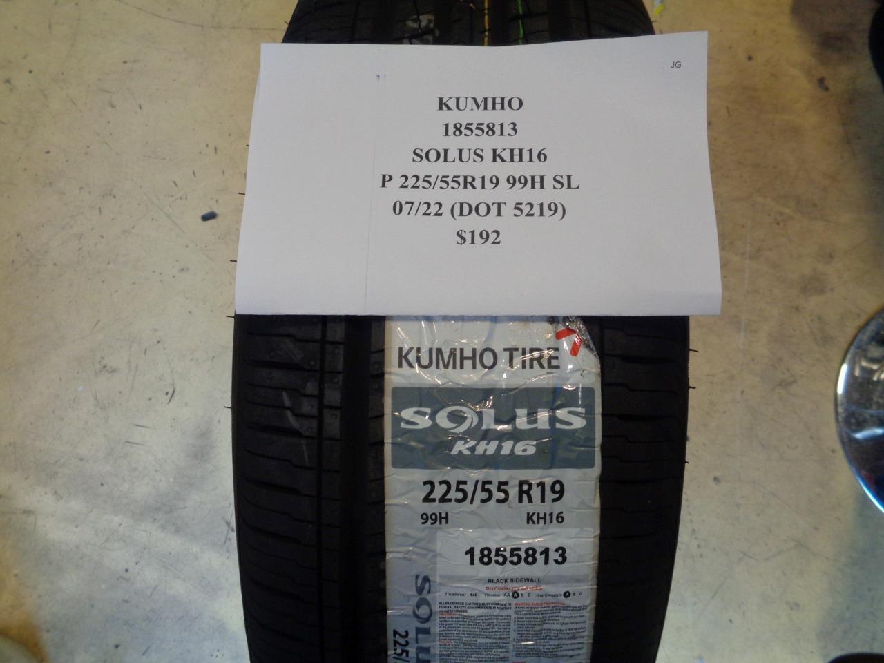 1 NEW TIRE KUMHO SOLUS KH16 225 55 19 99H SL 1855813