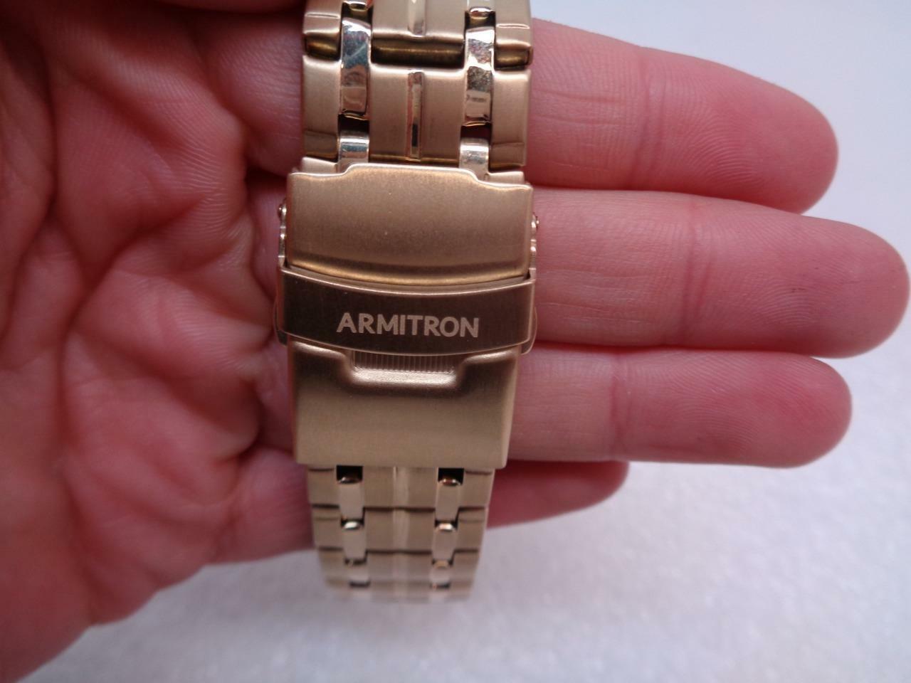 1 NEW ARMITRON ATLAS 45 GOLD/BLACK ANALOG WATCH WITH 3 SUBDIALS 20/5351BKGP SR