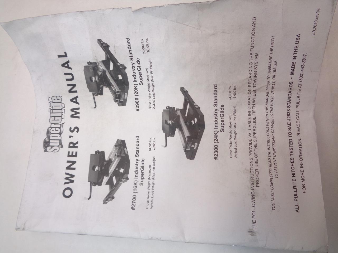 PULLRITE #2900 ISR 20Klbs SUPERGLIDE FIFTH WHEEL HITCH for SHORT BED TRUCKS