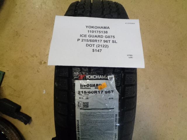 1 YOKOHAMA ICE GUARD G075 P 215 60 17 96T SL 110175138 TIRE BQ2