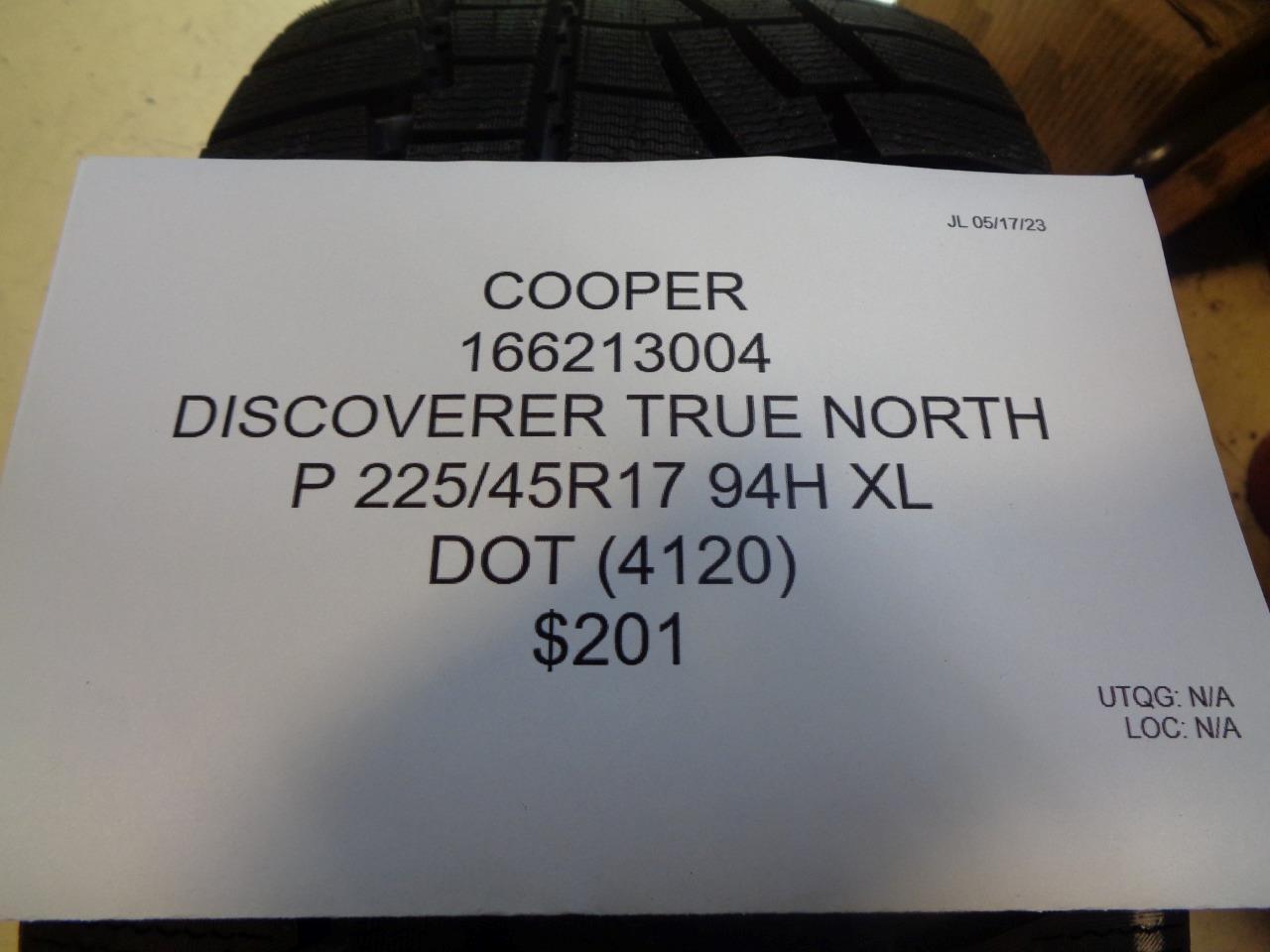 COOPER DISCOVERER TRUE NORTH P 225 45 17 94H XL WINTER TIRE 90000002751 BQ3