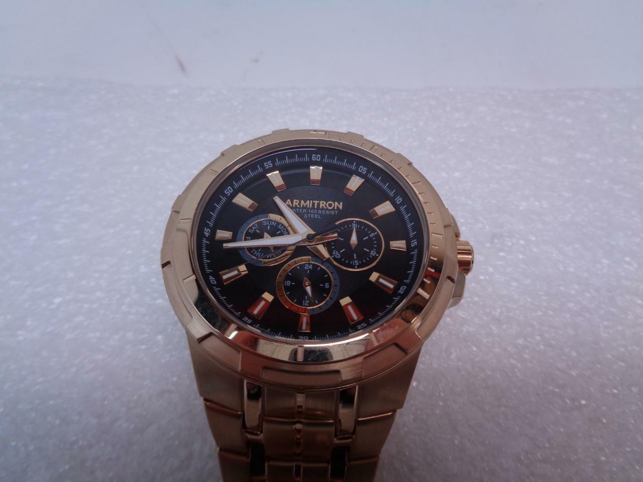 1 NEW ARMITRON ATLAS 45 GOLD/BLACK ANALOG WATCH WITH 3 SUBDIALS 20/5351BKGP SR