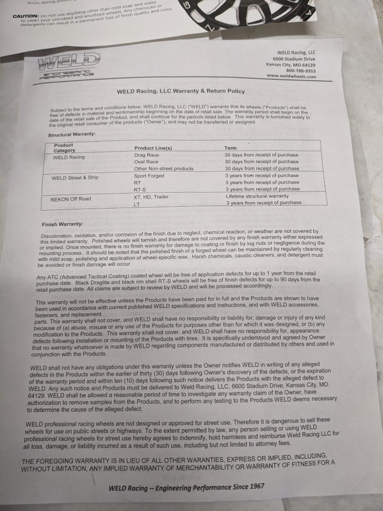 1 WELD 71HB8050A21A S71 WHEEL 18X5 5X114.3 ET-23 BLACK CENTER POLISHED NEW B2