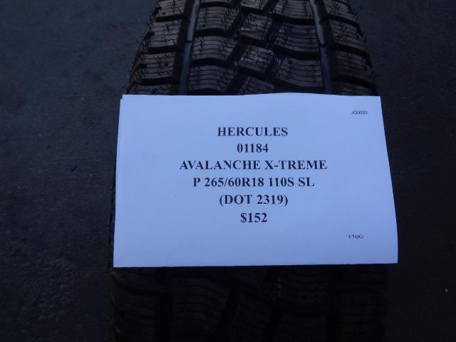 HERCULES AVALANCHE X-TREME P 265 60 18 110S SL SNOW WINTER TIRE 01184 SU16