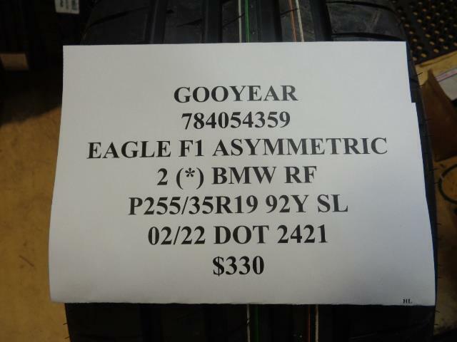 1 New Tire GOODYEAR Eagle F1 Asymmetric 2 *BMW RF 255 35 19 92Y SL 784054359