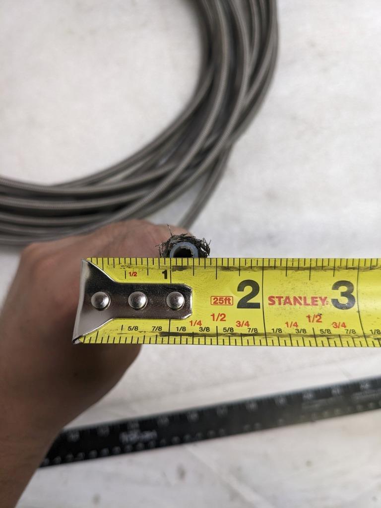 UNBRANDED BRAIDED SS 37' HOSE 3/8" OD 1/4" ID PLASTIC LINING NEW R5TA