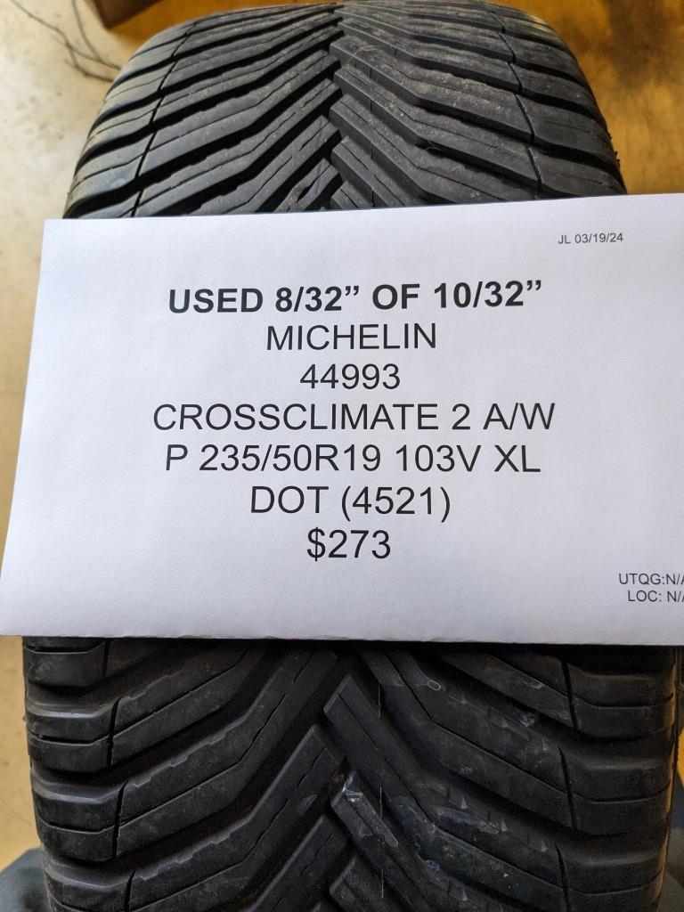 USED MICHELIN CROSSCLIMATE 2 A/W P 235 50 19 103V XL TIRE 44993 CQ2