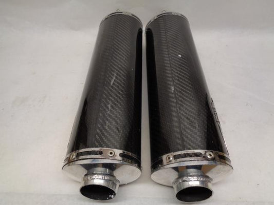 USED PAIR OF M4 CARBON FIBER MUFFLERS 2000-2006 KAWASAKI HONDA SUZUKI R16