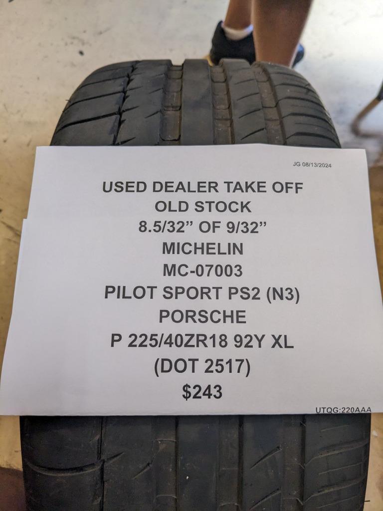 USED DTO NOS MICHELIN PILOT SPORT PS2 PORSCHE P 225 40 18 92Y XL TIRE 07003 CQ3