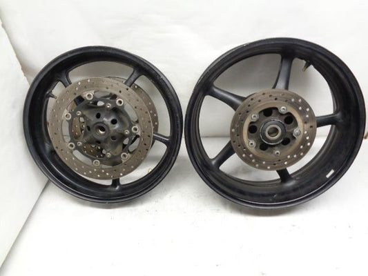 USED 5SL YAMAHA Y-Z MOTORCYCLE WHEEL SET BLACK w/ ROTORS 17X3.5 17X5.5 WR