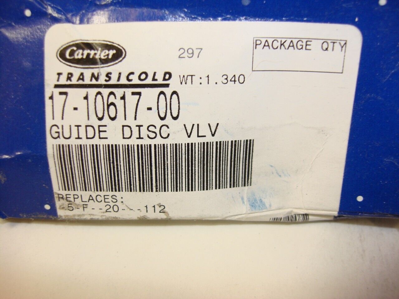 NEW CARRIER TRANSICOLD GUIDE DISC REFRIGERATION VALVE 17-10617-00 R15T2