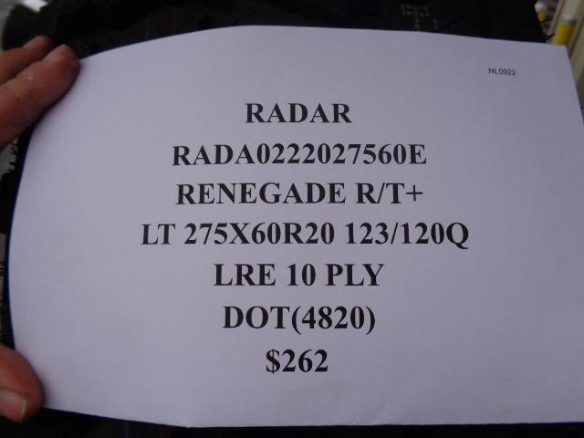 RADAR RENEGADE R/T+ LT 275 60 20 123/120Q LRE10PLY RADA0222027560E SU16