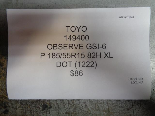 1 TOYO OBSERVE GSI-6 P 185 55 15 82H XL 149400 TIRE BQ1