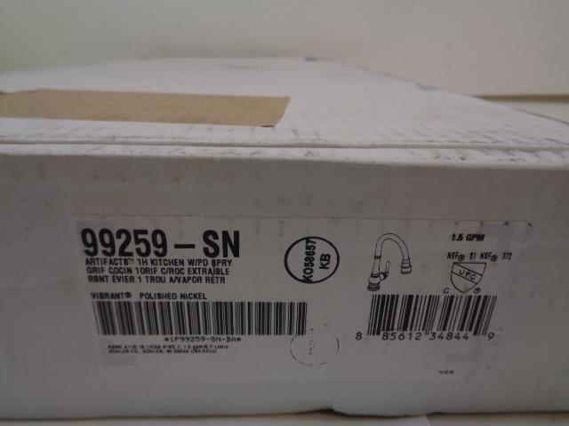 NEW KOHLER ARTIFACTS SINGLE HANDLE KITCHEN W/ PULL DOWN SPRAY 99259-SN R29