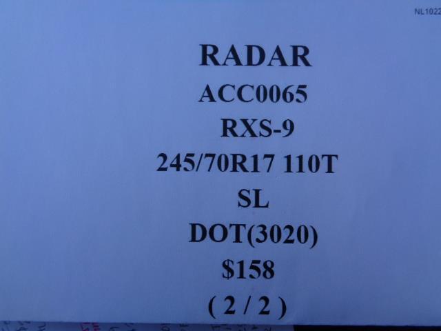 RADAR RXS-9 P 245 70 17 110T SL ALL TERRAIN TIRE ACC0065 AQ4
