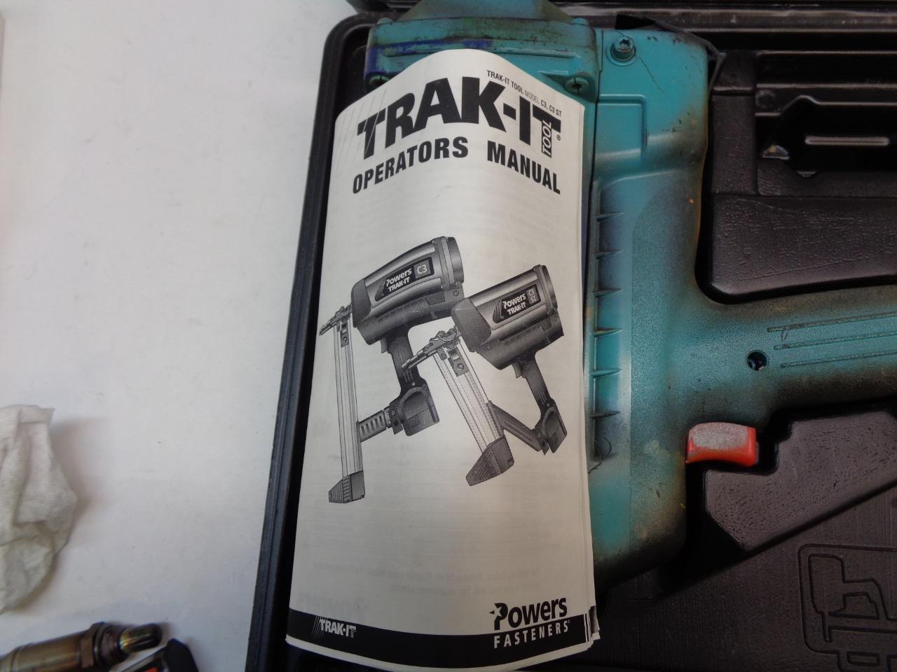 USED BLUE POWERS TRAK IT GAS NAILER 55011 C3 WITH EYE WEAR BSR35