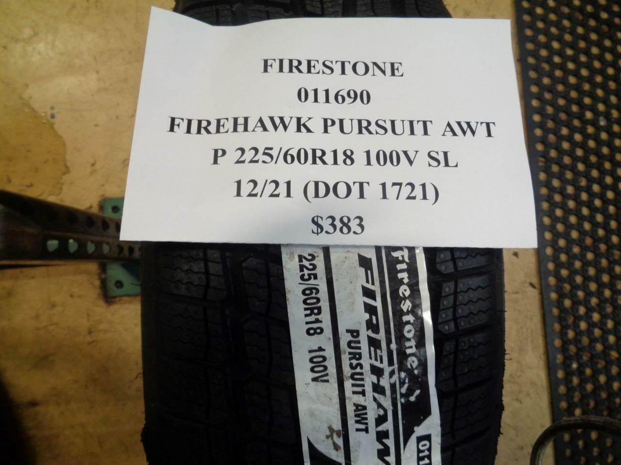 1 New Tire FIRESTONE Firehawk Pursuit AWT P 225 60 18 100V SL 011690