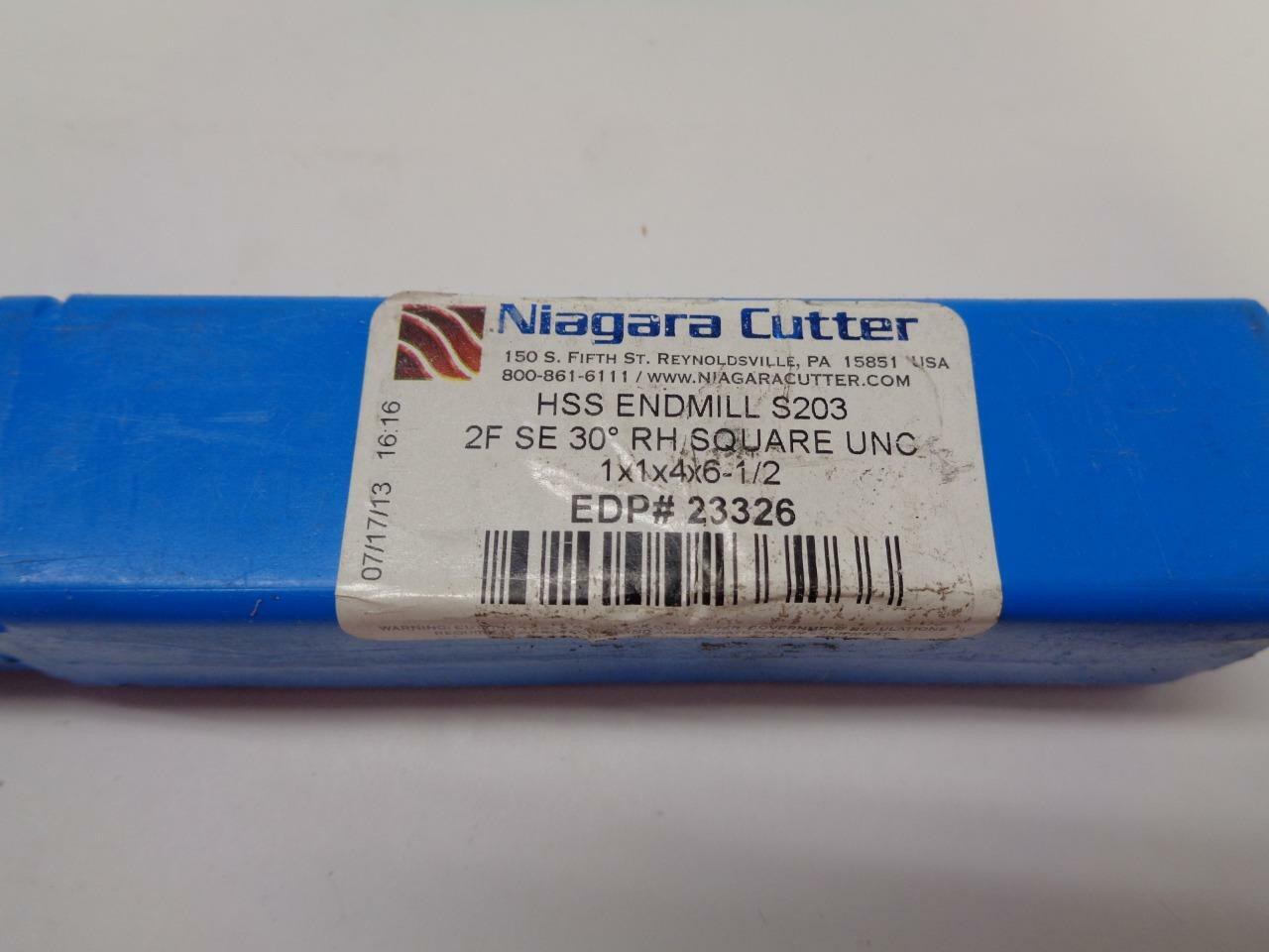 NIAGARA CUTTER HSS ENDMILL S203 2 FLUTE RH SQUARE UNC 1X1X4X6-1/2 23326 EMCBS