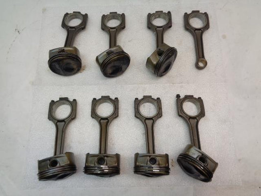 USED 8-PC SET PORSCHE 996 CONNECTING RODS W/ 7 PISTONS 9481031105R R24