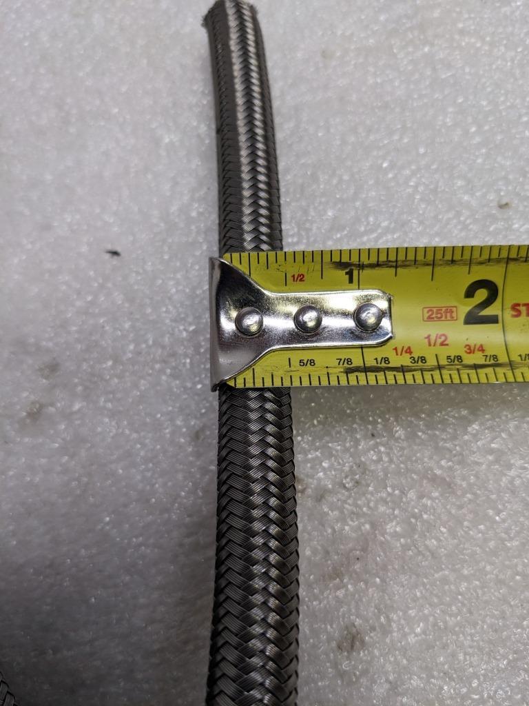 UNBRANDED BRAIDED 93.5' METALLIC HOSE 1/2" OD 3/8" ID W/ PLASTIC TUBING NEW R3