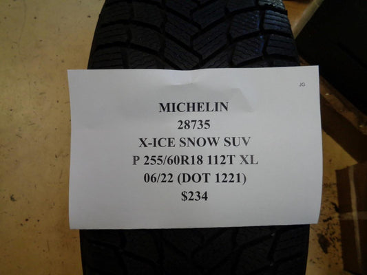 1 NEW TIRE MICHELIN X-ICE SNOW SUV 255 60 18 112T XL 28735