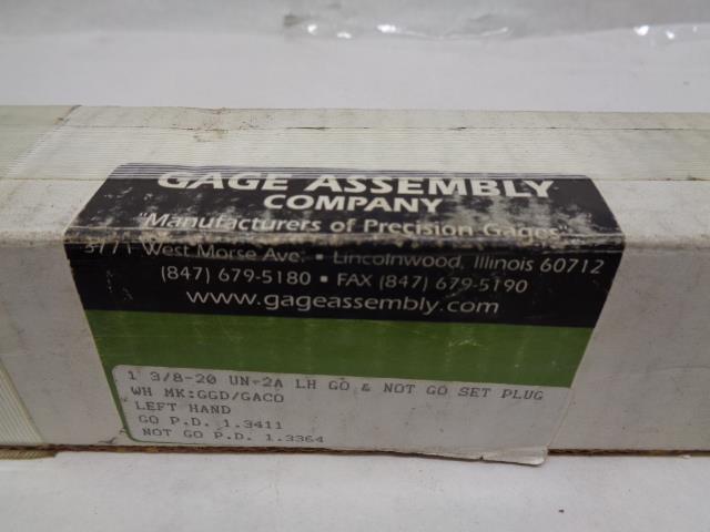 GAGE ASSEMBLY COMPANY GO/NOT GO SET PLUG 1 3/8-20 UN-2A LH R22T9