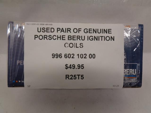 USED PAIR OF GENUINE PORSCHE BERU IGNITION COILS 996 602 102 00 R25T5
