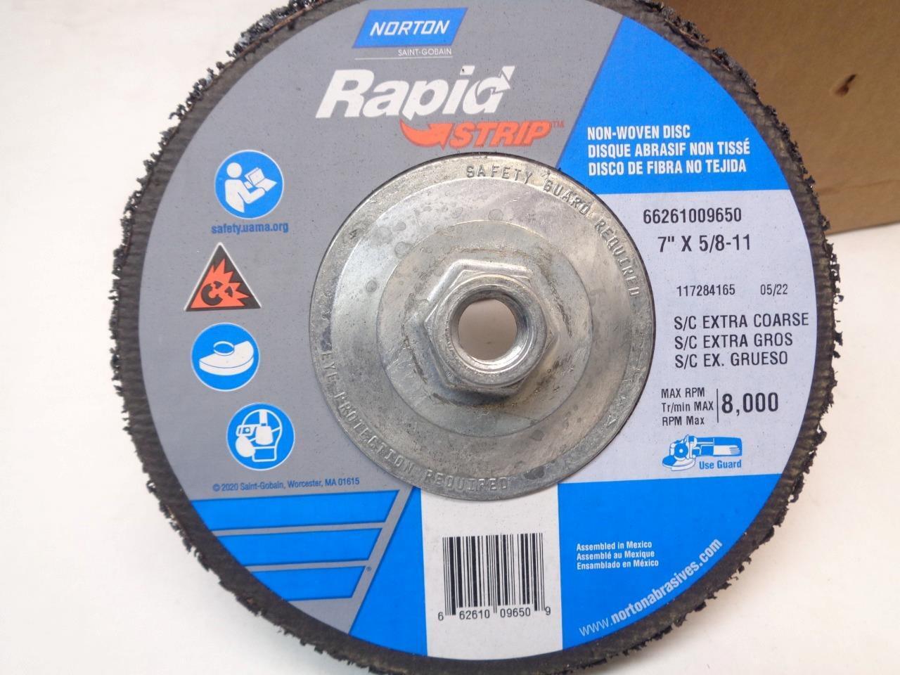 10ct NORTON 66261009650 RAPID STRIP 7x5/8-11" TYPE 27 SILICON CARBIDE DISC R7