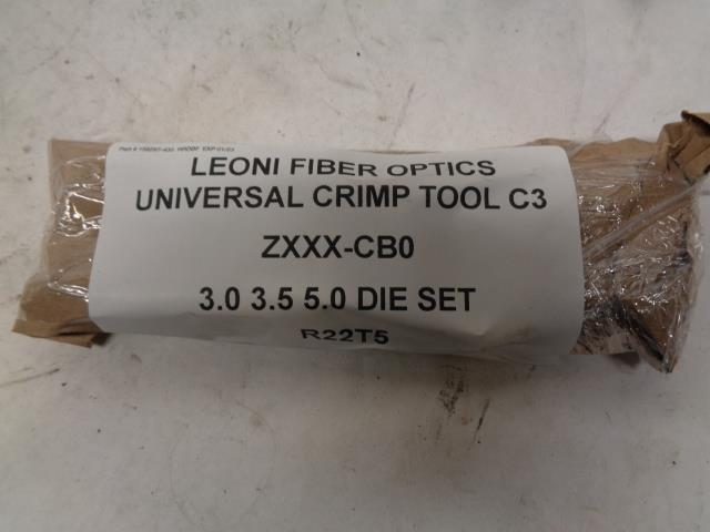 LEONI FIBER OPTICS UNIVERSAL CRIMP TOOL C3 ZXXX-CB0 3.0 3.5 5.0 DIE SET R22T5