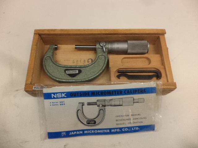 USED NSK OUTSIDE MICROMETER CALIPER 1-2" 25-50MM 0.01 R22T5