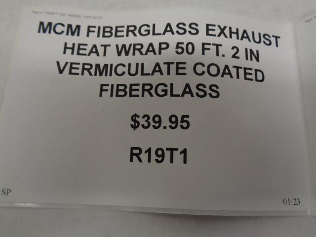 MCM FIBERGLASS EXHAUST HEAT WRAP 50 FT. 2 IN VERMICULATE COATED FIBERGLASS R19T1