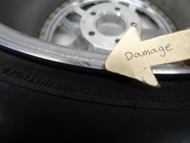 USED CUSTOM POLISHED 18X12 5X4.75 ET 50.50 DRAG BEADLOCK WHEEL W/TOYO TIRE B2