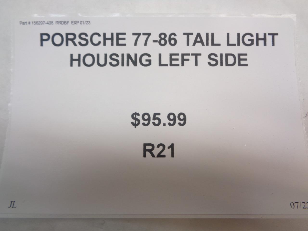 PORSCHE 77-86 TAIL LIGHT HOUSING LEFT SIDE NOPN R21T4
