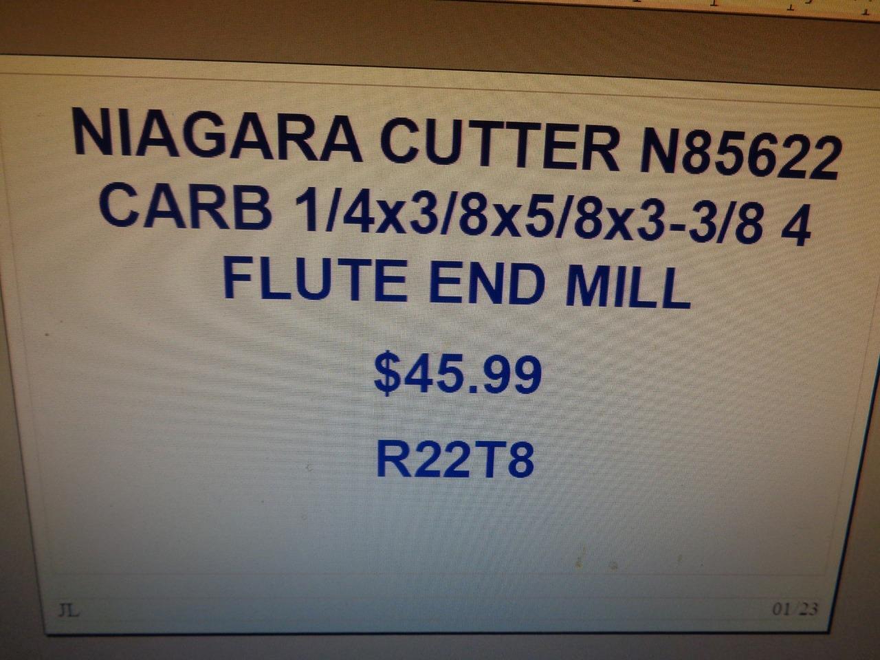 NIAGARA CUTTER N85622 CARB 1/4x3/8x5/8x3-3/8 4 FLUTE END MILL R22T8