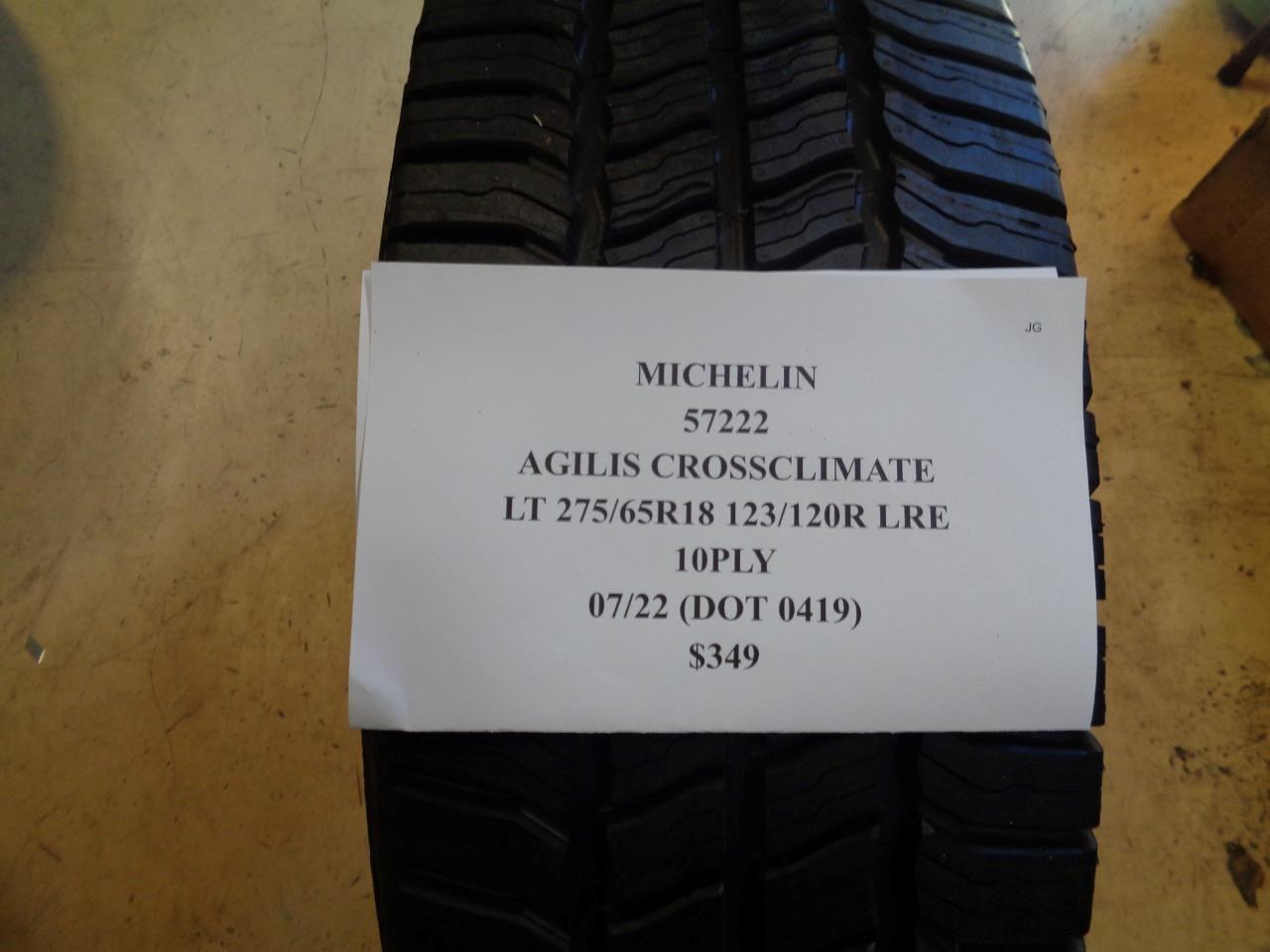 1 NEW TIRE MICHELIN AGILIS CROSSCLIMATE LT 275 65 18 123/120R LRE 10PLY 57222