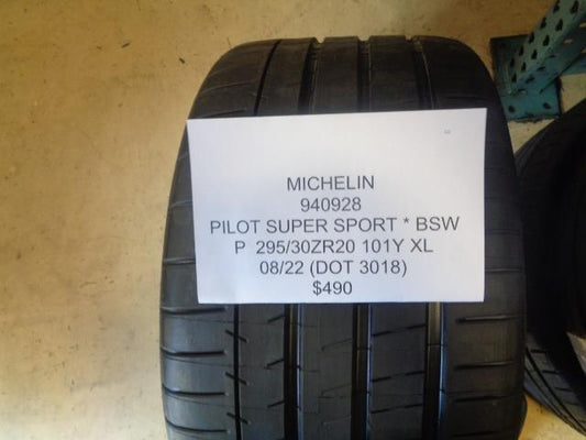1 NEW TIRE MICHELIN PILOT SUPER SPORT 295 30 20 101Y XL 940928